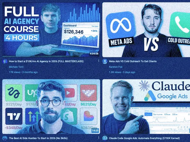 A grid of YouTube video thumbnails
